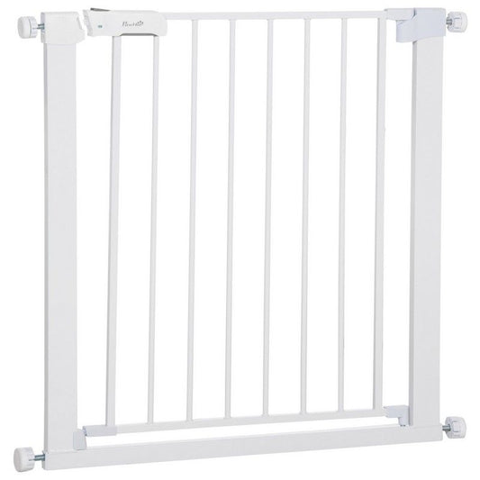 Pawhut Adjustable Pet Safety Gate Dog Barrier Home Fence Room Divider Stair Guard Mounting White 76 H X 75-82W cm