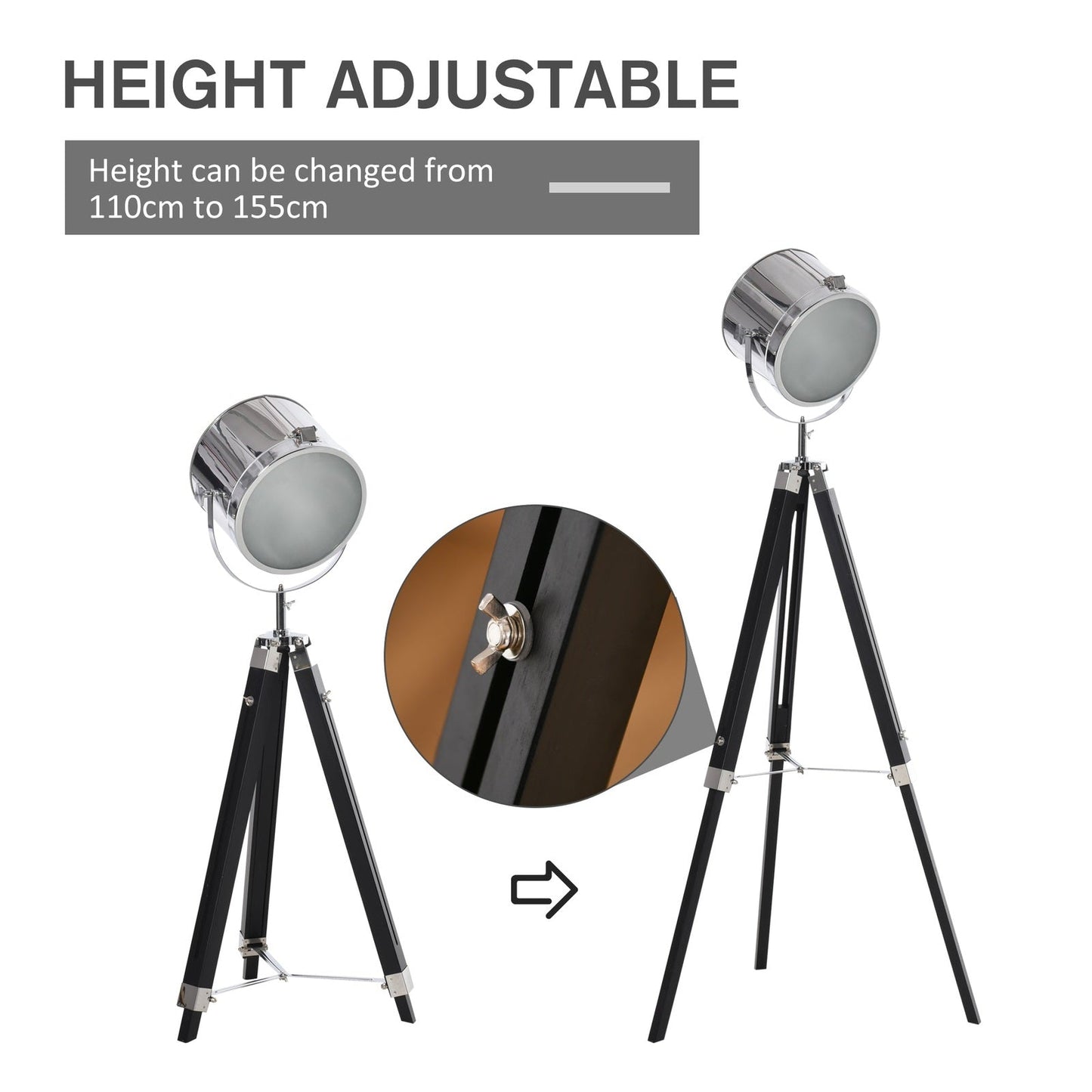 Industrial Style Adjustable Tripod Floor Lamp Searchlight Reading Lamp