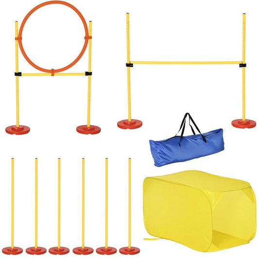Portable Pet Agility Training Obstacle Set For Dogs With Adjustable High Jumping Pole