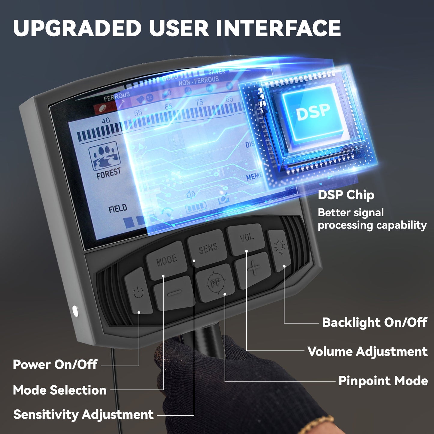 Outsunny Gold Metal Detector with DSP Chip and 5 Professional Modes