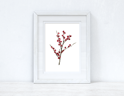 Berry Stem Winter Christmas Seasonal Wall Home Decor Print