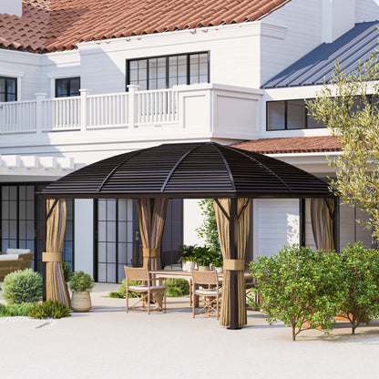 Outsunny 3 x 4m Hardtop Gazebo Aluminium Garden Pavilion Brown