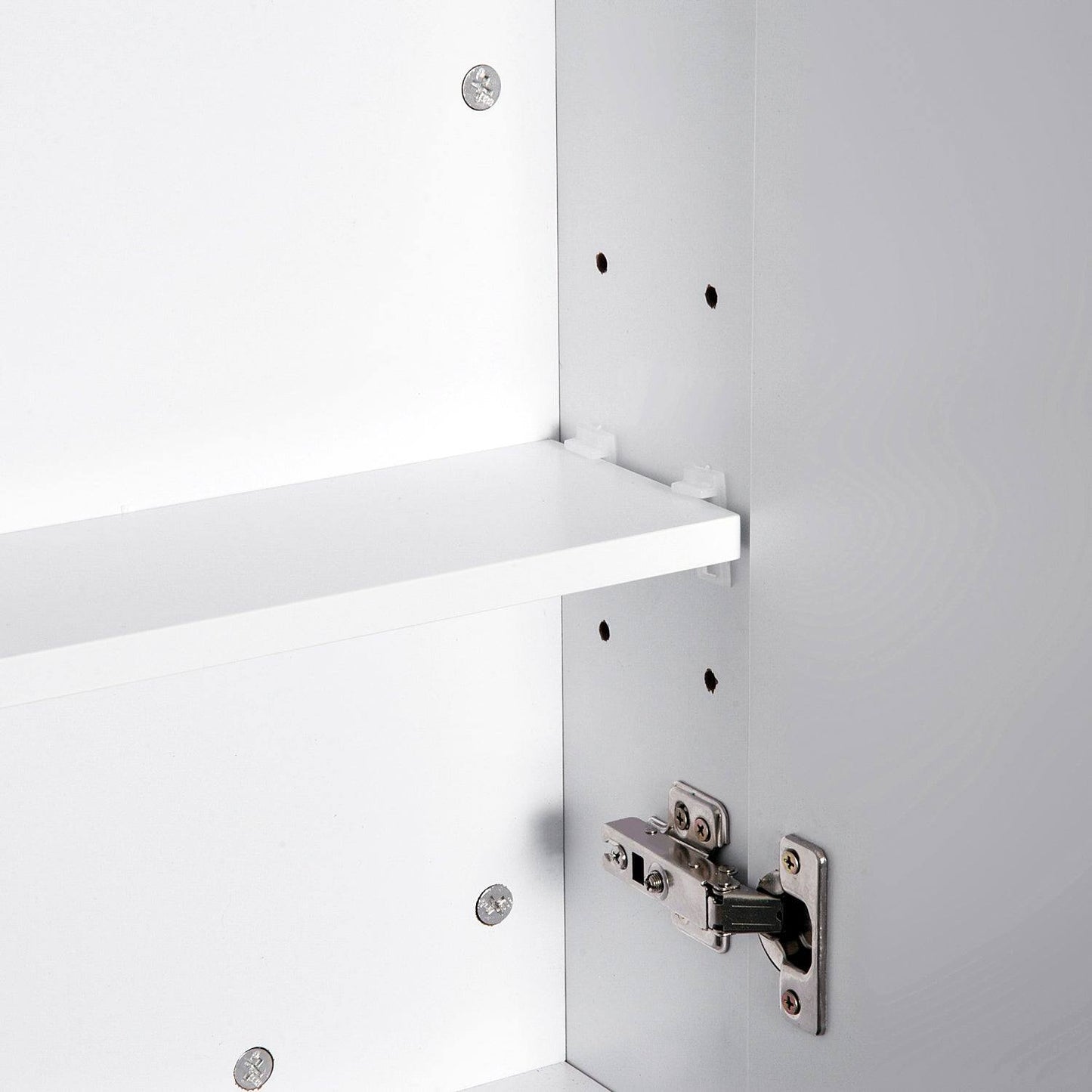 Wall Mount Mirror Cabinet Wood Bathroom Storage Shelf Double Door Cupboard Adjustable 60Wx15Dx75H cm