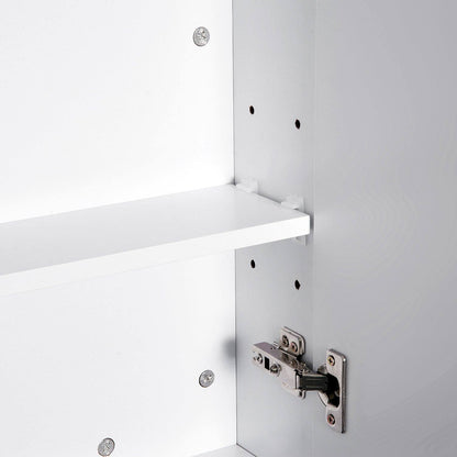 Wall Mount Mirror Cabinet Wood Bathroom Storage Shelf Double Door Cupboard Adjustable 60Wx15Dx75H cm