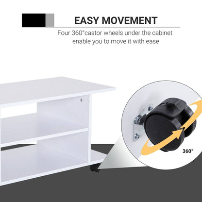 Modern TV Cabinet Stand Storage Shelves Table Mobile Bedroom Furniture Bookshelf Bookcase White New