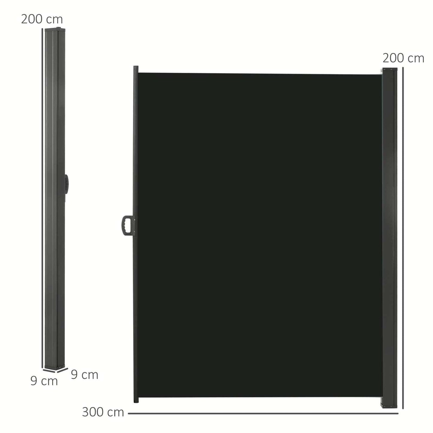 Retractable Sun Side Awning Screen Fence Patio Garden Wall Balcony Screening Panel Outdoor Blind Privacy Divider 3x2M
