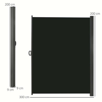 Retractable Sun Side Awning Screen Fence Patio Garden Wall Balcony Screening Panel Outdoor Blind Privacy Divider 3x2M