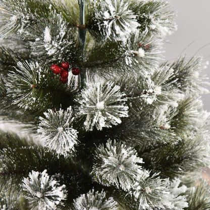 Homcom Indoor Christmas Tree Artificial Berry Xmas Decoration with Metal Stand and 184 Tips (5FT(150CM))