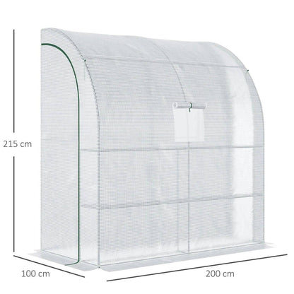 Walk-In Lean to Wall Greenhouse w/Window