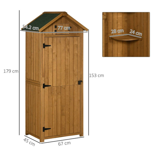 Rustica 179cm Single Door Apex Garden Store Fir Wood Teak by Steadfast
