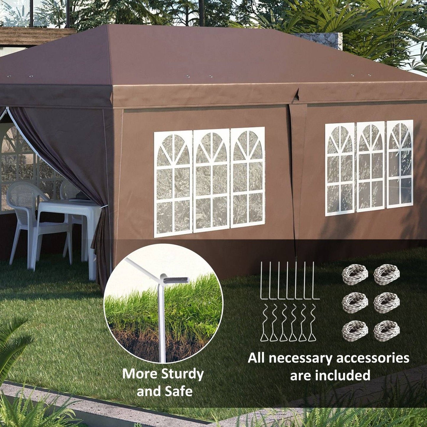 3 x 6 m Pop Up Gazebo with Sides and Windows