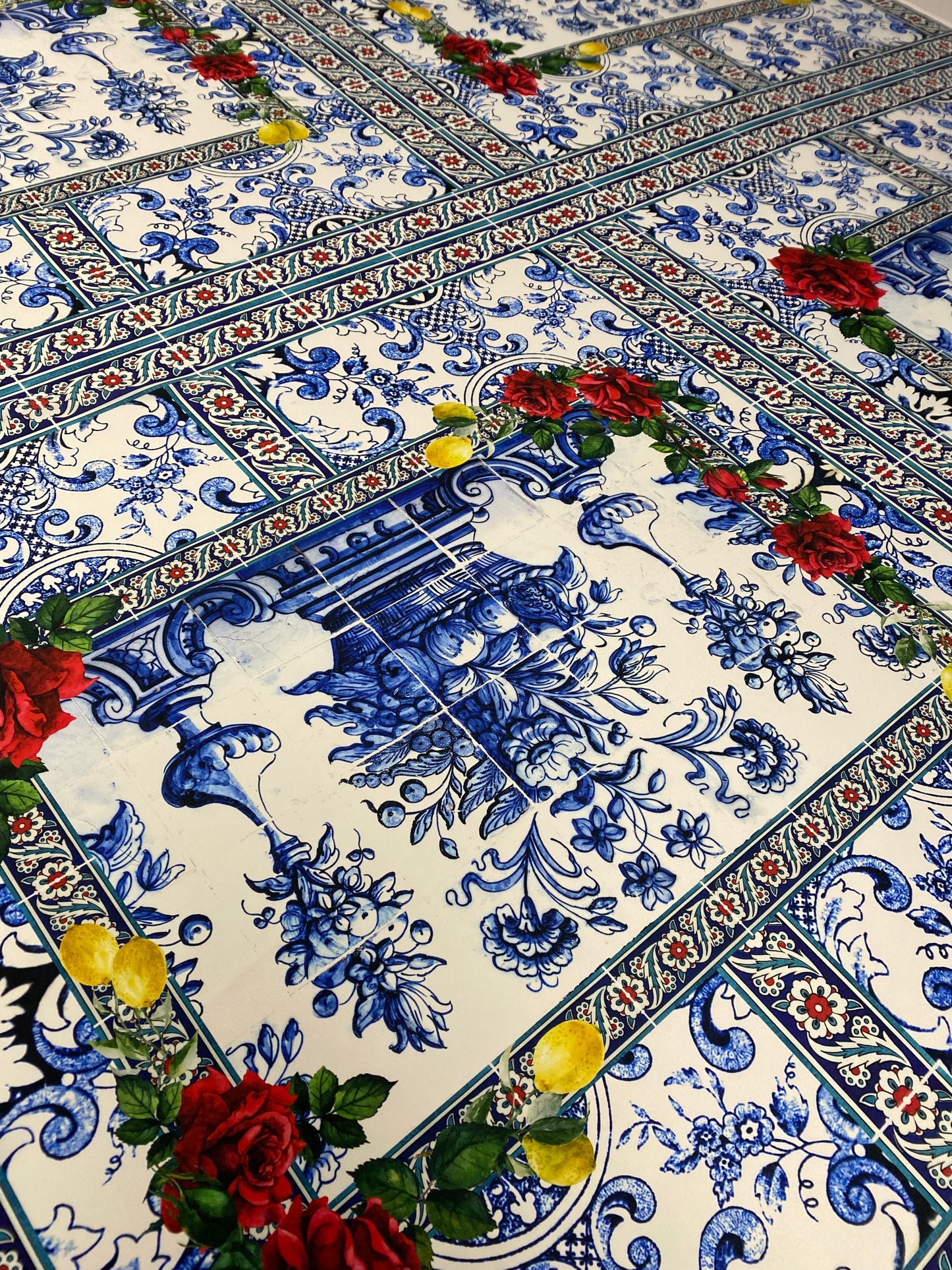 Majolica Mosaic Pattern Italian Tile Fabric
