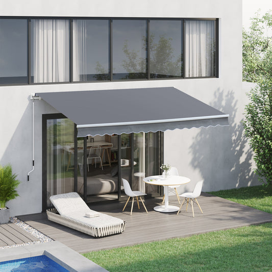 3 x 2.5m Manual Awning Canopy Sun Shade Shelter Retractable for Garden Grey