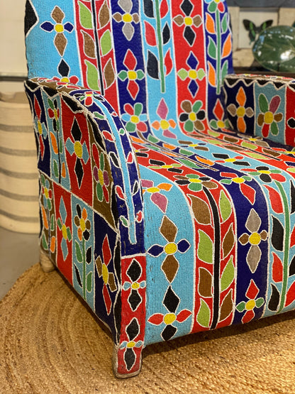 Yoruba Royal Beaded Chair - Floral