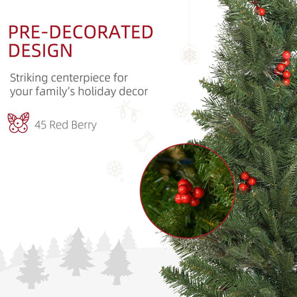 Homcom 7ft Pencil Artificial Christmas Tree with Realistic Branches