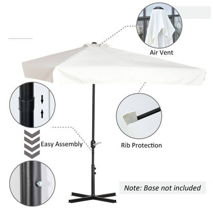 2.3m Half Round Parasol Umbrella Balcony Metal Frame Outdoor NO BASE Cream White