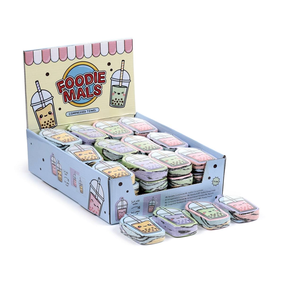 Foodiemals Bubble Tea Compressed Travel Towel 30cm - Assorted