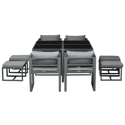 9-Piece Patio Dining Sets W/ 4 Cushioned Chairs 4 Ottoman Table Garden Backyard