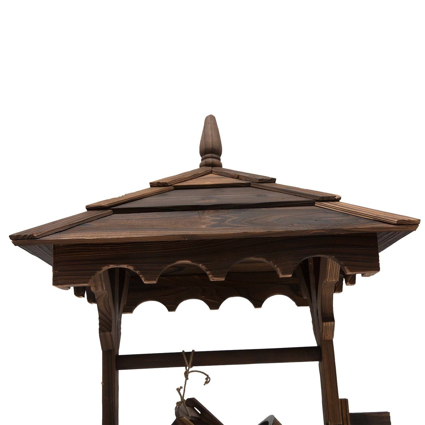 Outsunny Wooden Garden Wishing Well Fountain Barrel Waterfall Rustic Wood With Pump Garden Décor Ornament
