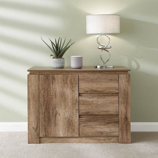 Canyon Tall Sideboard Natural 1 Door 2 Shelves 3 Drawers