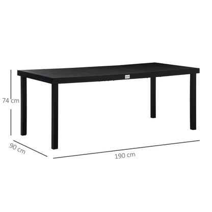 Outsunny Garden Dining Table for 8, Aluminium Frame for Patio, Lawn, Black