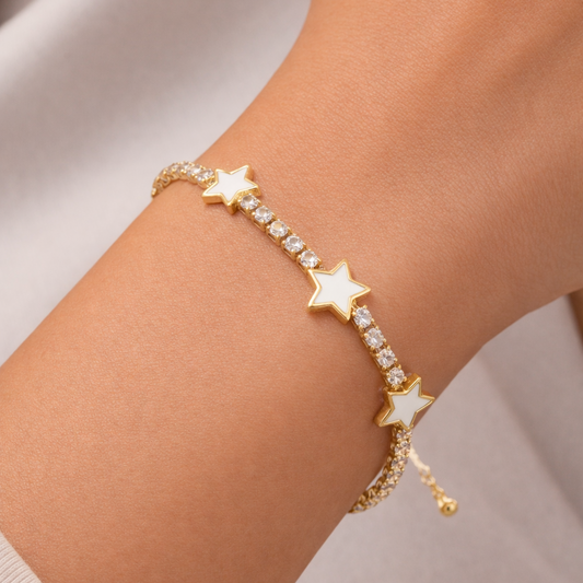 Trella Luxe 18k Gold Plated Star Tennis Bracelet