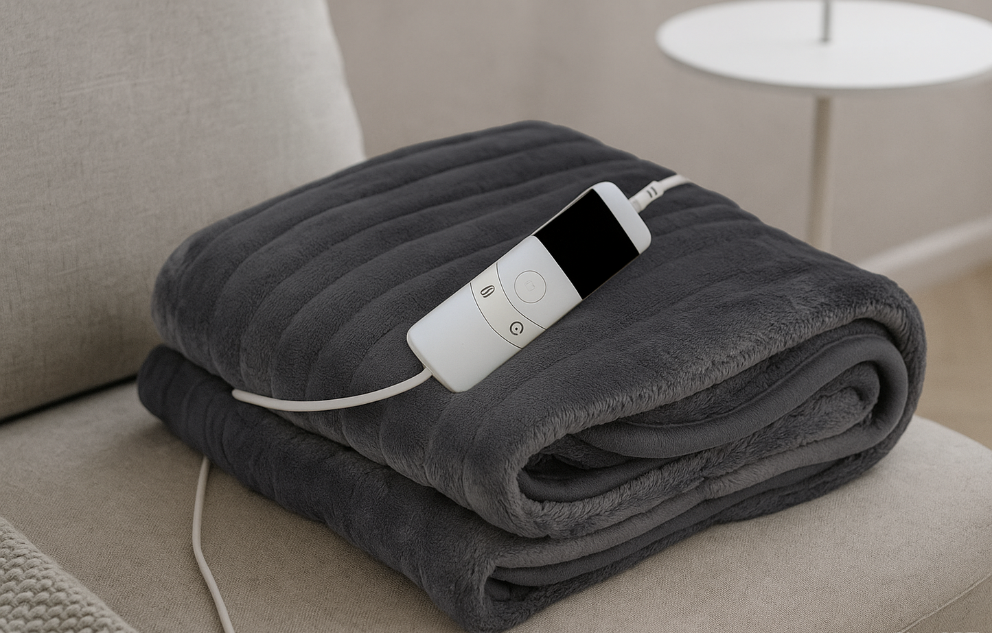 Grey Heated Electric Throw Blanket
