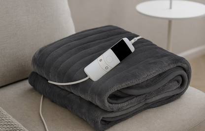 Grey Heated Electric Throw Blanket