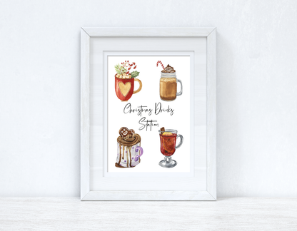 Christmas Drinks Station Winter Christmas Seasonal Wall Home Decor Print