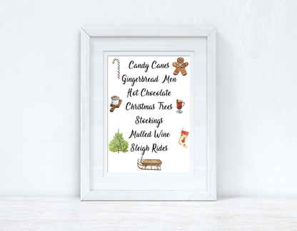 Christmas List Winter Christmas Seasonal Wall Home Decor Print