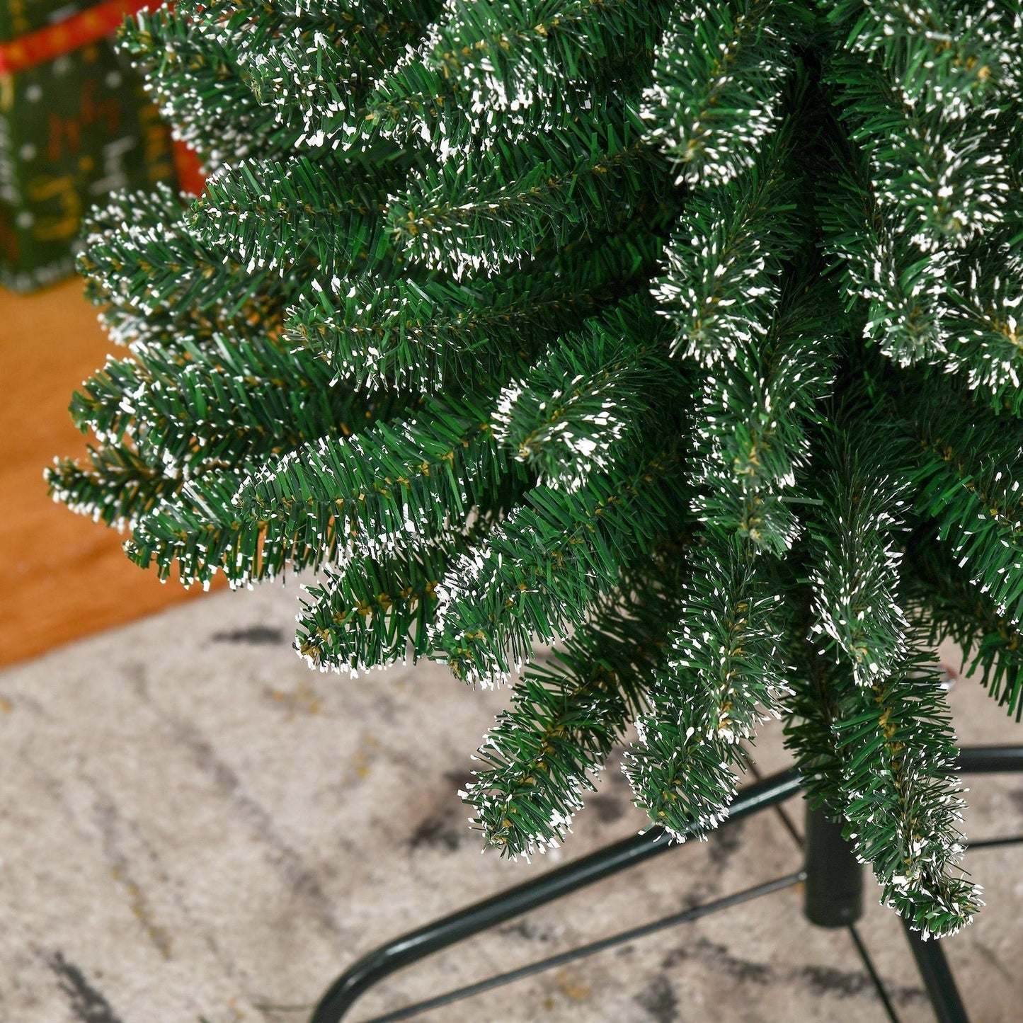 7.5FT Artificial Snow Dipped Christmas Tree Xmas Pencil Tree Holiday Home Indoor Decoration with Foldable Black Stand