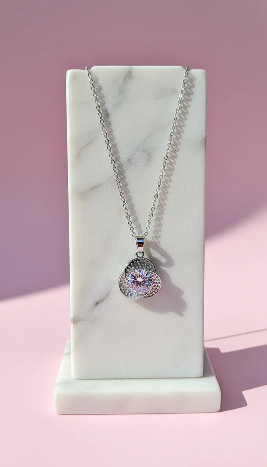 Flower Drop Crystal Pendant Necklace