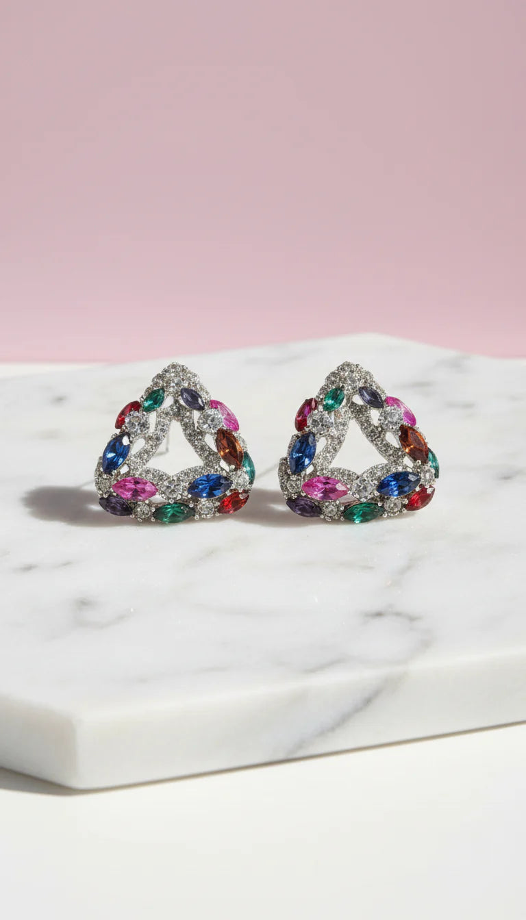 Triangular Crystal Stud Earrings