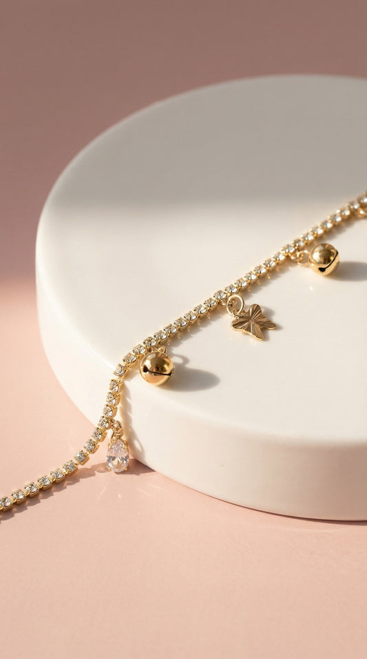 Butterfly Chain Link Bell Anklet