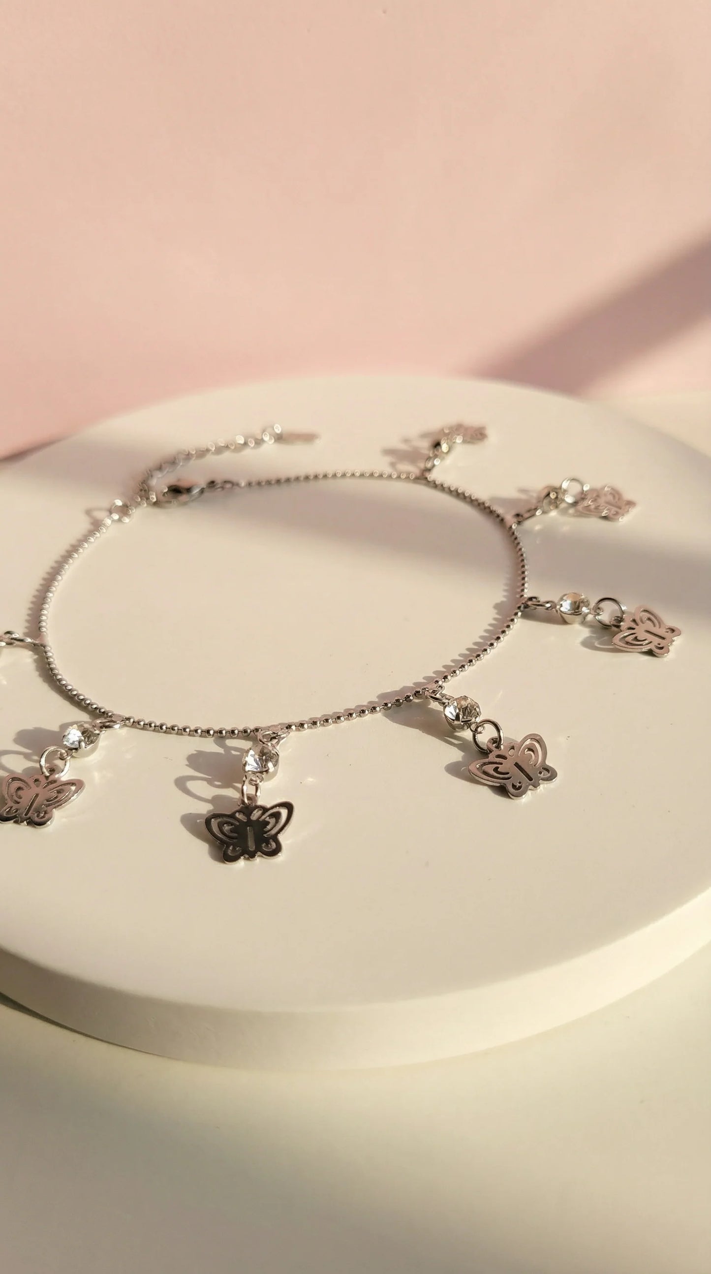 Crystal Butterfly Charm Anklet