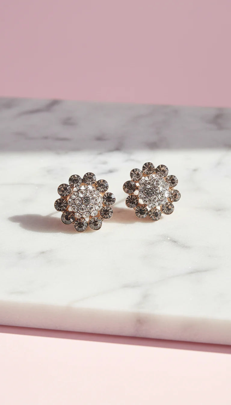 Flower Crystal Stud Earrings