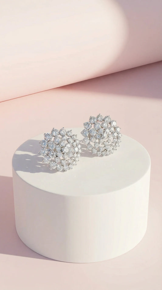 Rounded Crystal Non Pierced Clip On Earrings