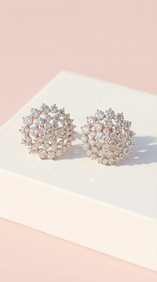 Rounded Crystal Non Pierced Clip On Earrings