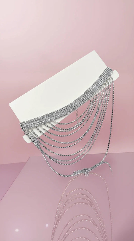Layered Diamante Crystal Choker Necklace