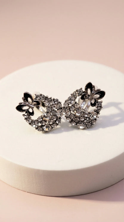 Butterfly Crystal Non Pierced Clip On Earrings