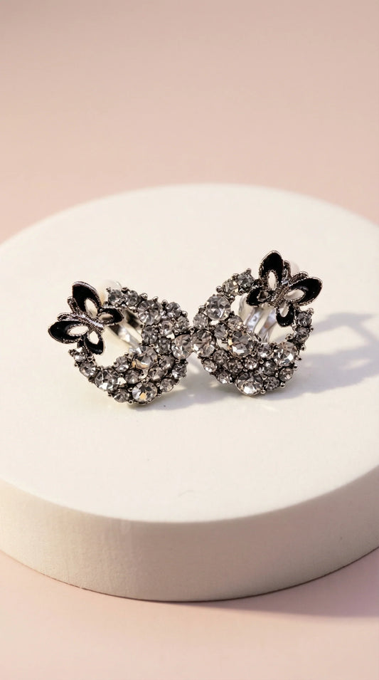 Butterfly Crystal Non Pierced Clip On Earrings
