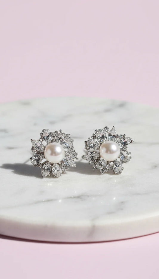 Pearl & Crystal Stud Earrings