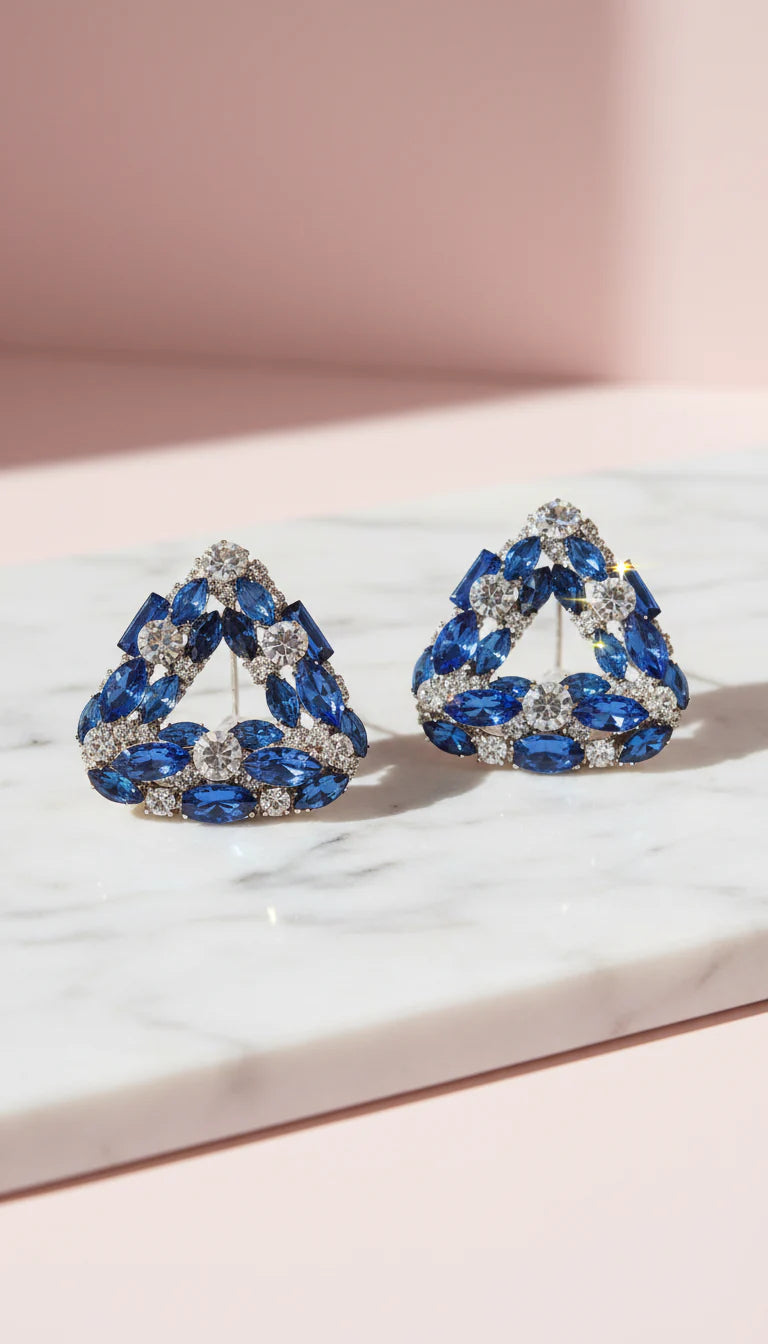 Triangular Crystal Stud Earrings