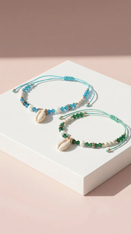 Shell Beaded Pull Tie Anklet