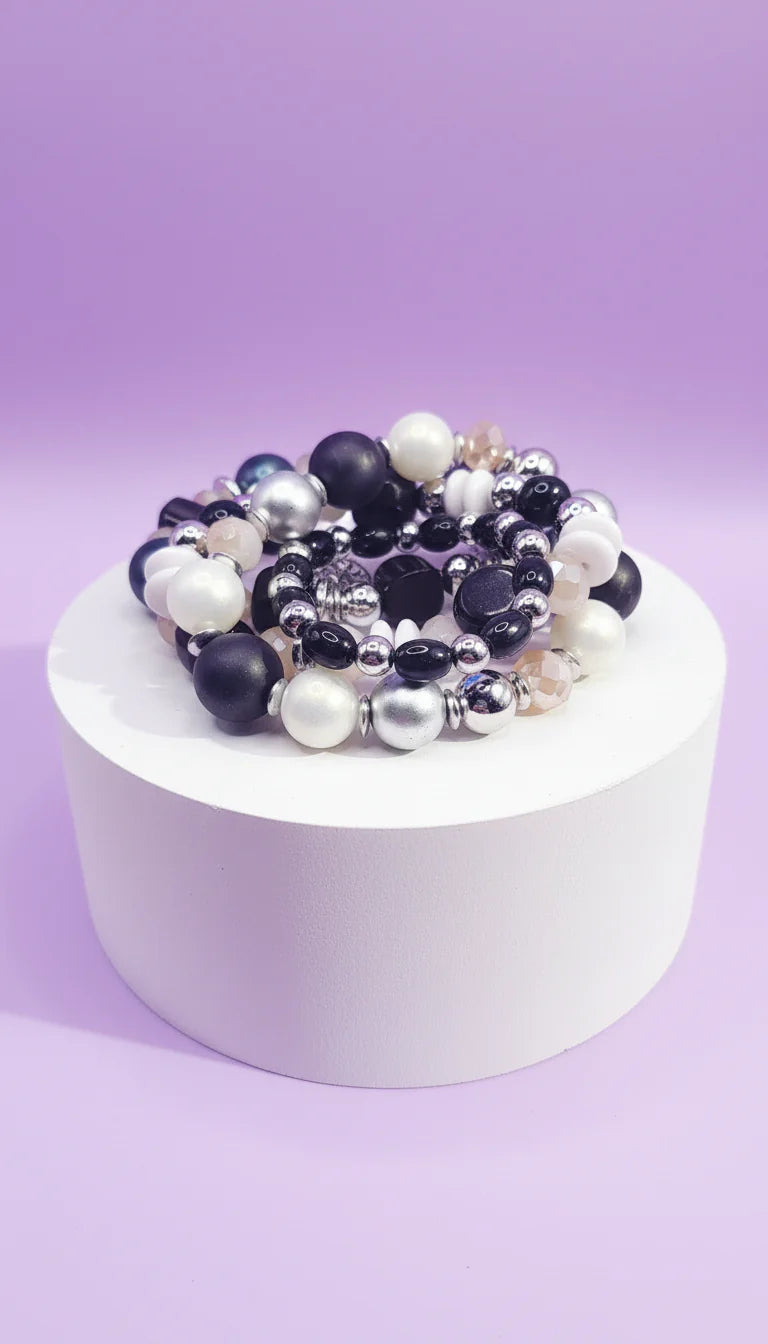 Mini Tree Of Life Double Charm Ceramic Beaded Bracelet Set