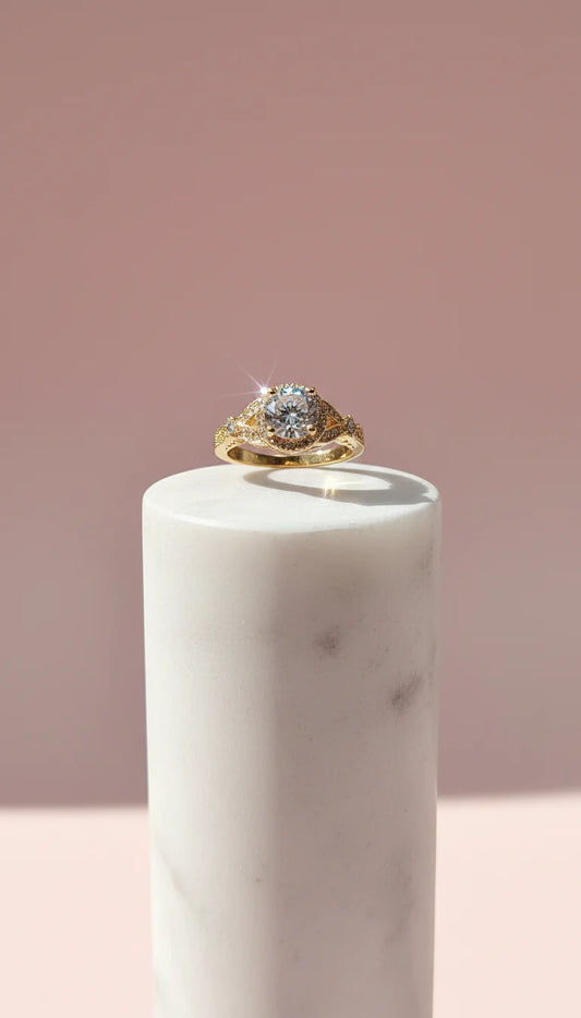 Gold Round Cut Crystal Ring Gold Box set of 12