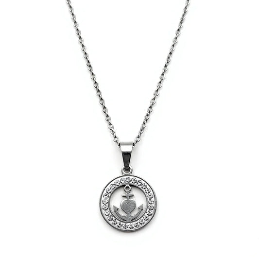 Pavé Crystal St Christopher Anchor Pendant Necklace
