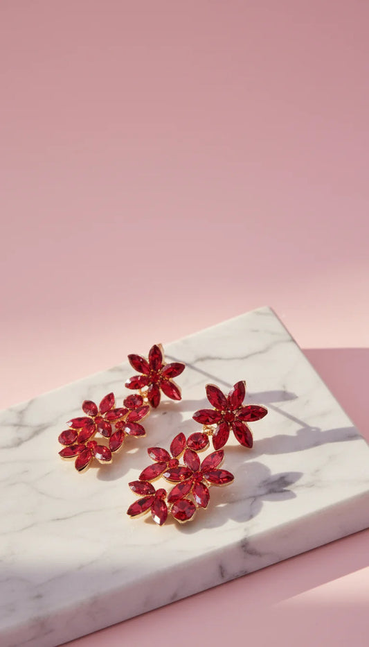 Flower Crystal Drop & Dangle Earrings