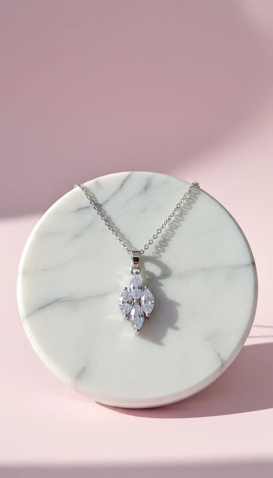 Cubic Zirconia Cluster Crystal Necklace Pendant