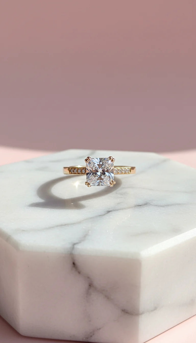 Gold Square Crystal Ring Box set of 12